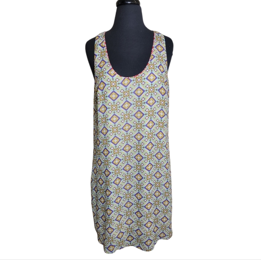 Charlie Jade geometric print sleeveless shift dress women's size medium lined
